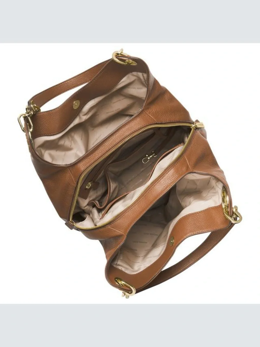 Michael Kors Brown Leather Shoulder Bag with Gold Hardware
